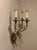 1950s Spanish French Neoclassical Cast Brass 3-Light Wall Sconce With Floral Rosettes For Sale - Image 10 of 12