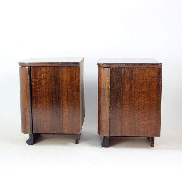 Brown Vintage Bedside Tables in Faux Grain Finish, 1950s, Set of 2 For Sale - Image 8 of 16