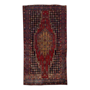 Vintage Persian Bidjar Handmade Red Medallion Wool Rug