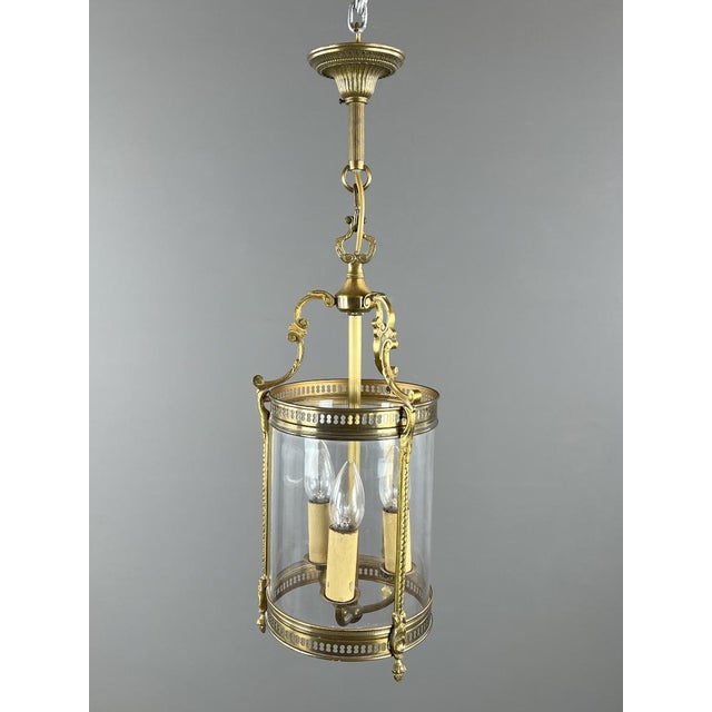 20th Century Louis XVI Lantern in Bronze and Glass For Sale - Image 5 of 11
