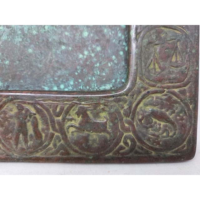 Early 20th Century Antique Tiffany Studios New York Bronze Zodiac Signs Picture Frame 8.5" X 7.25" For Sale - Image 5 of 15