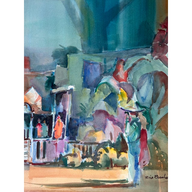 Impressionist Rich Buchwald Signed Original Watercolor Painting Impressionist For Sale - Image 3 of 4