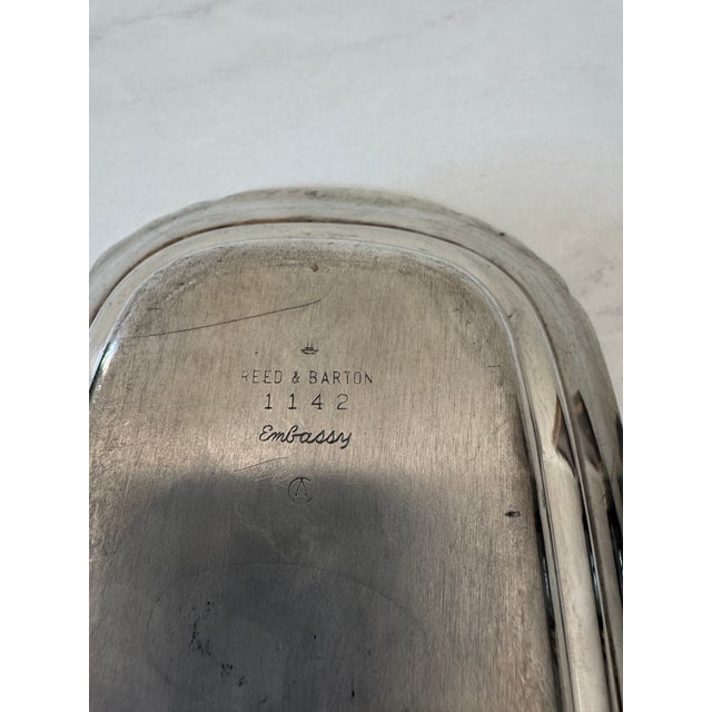 1990s Vintage Reed & Barton Embassy Silver Plate Covered Butter Dish #1142 | Domed Lid | Streamlined MCM Design | No Glass Liner | American Silverplate For Sale - Image 5 of 8