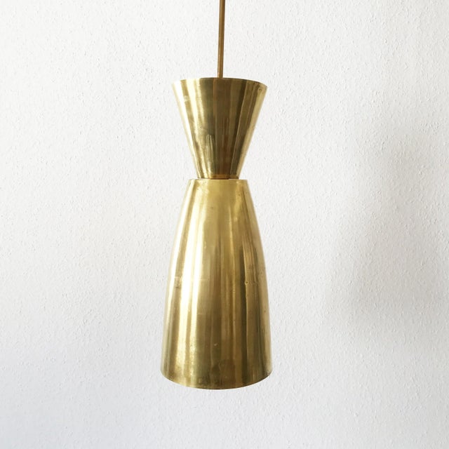 Metal Mid-Century Modern Diabolo Brass Pendant Light For Sale - Image 7 of 13