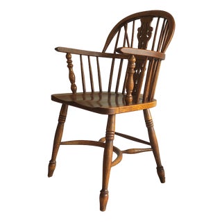 Mid-Century Modern Lyre Back Windsor Elbow Armchair in Oak, 1960s For Sale