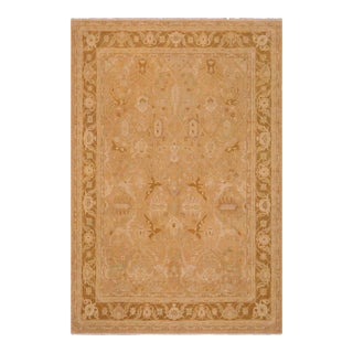 Shabby Chic Ziegler Tan Gold Hand-Knotted Wool Rug - 8'11'' X 12'0'' For Sale