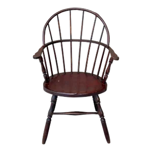 Antique American Oval Saddle Seat Sack Back Windsor Arm Chair