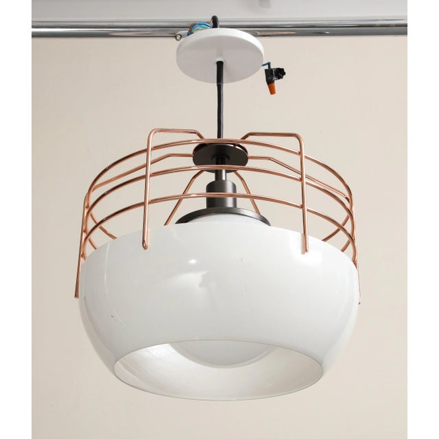 Industrial Style White and Copper-Plated Pendant Light by Roll & Hill For Sale In New York - Image 6 of 13