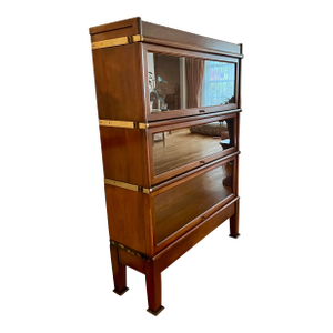 Antique Barrister Bookcase Sections Set With Metal Strap by Globe Wernicke