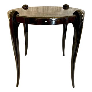 Art Deco High Lacquered Macassar and Mother of Pearl Side Table by Leon Jallot For Sale