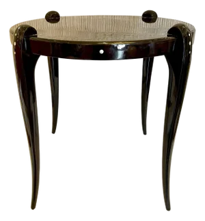 Art Deco High Lacquered Macassar and Mother of Pearl Side Table by Leon Jallot