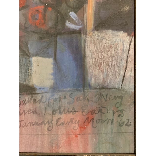 Paint 1962 Abstract Framed Oil on Canvass “Ballad for Sad and Very Lonely Lotus Eaters” by Lauren Lewis For Sale - Image 7 of 12