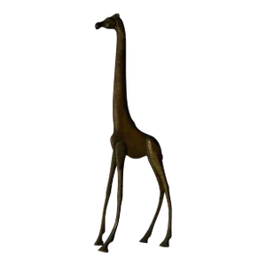 70"s Vintage Art Handmade Solid Brass Giraffe Sculpture