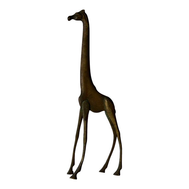 70"s Vintage Art Handmade Solid Brass Giraffe Sculpture/ Sold For Sale