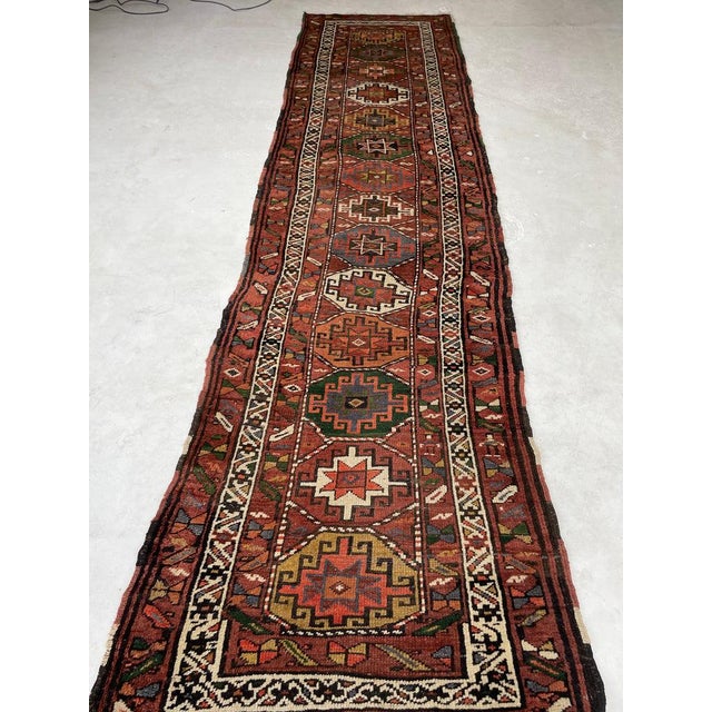 Brown PLUSH Vintage Runner Earthy Clay, Terracotta with Incredible Grassy Greens Persimmon Rug 3.4 x 12.7 For Sale - Image 8 of 11