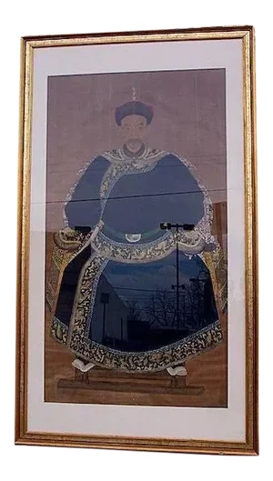 Early 19th Century Chinese Ancestor Portrait Painting, Framed