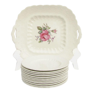 1920s English Copeland Spode Jewel Porcelain Platter & 11 Plates