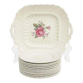 1920s English Copeland Spode Jewel Porcelain Platter & 12 Plates For Sale