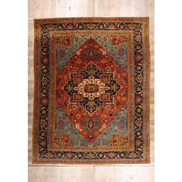 Vintage Persian Heriz Rug, 12'09 X 16'00 For Sale - Image 10 of 10