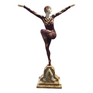 D. H. Chiparus, Art Deco Sculpture of a Gymnast, Bronze on Onyx Base, 1930s For Sale