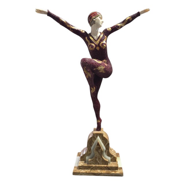 D. H. Chiparus, Art Deco Sculpture of a Gymnast, Bronze on Onyx Base, 1930s For Sale