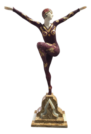 D. H. Chiparus, Art Deco Sculpture of a Gymnast, Bronze on Onyx Base, 1930s