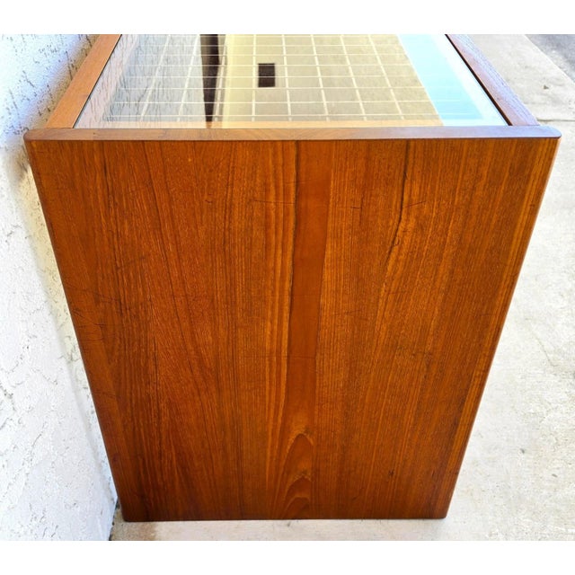 Vintage Komfort Danish Lattice Pattern Teak and Glass Console Table For Sale In Miami - Image 6 of 9