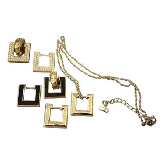 1980s Costume Jewelry Interchangeable Earrings and Necklace by Christian Dior 1 For Sale