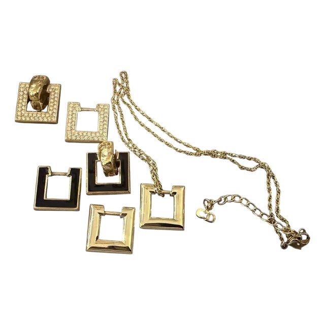 1980s Costume Jewelry Interchangeable Earrings and Necklace by Christian Dior 1 For Sale