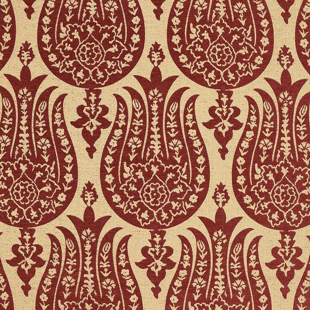 Sample - Schumacher Izmir Chenille Fabric in Red Earth For Sale