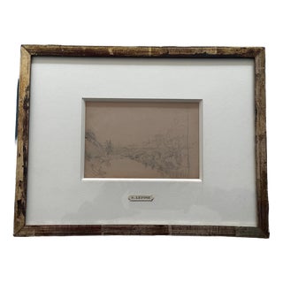 Stanislas Lépine, Landscapes, Original Double-Sided Pencil Drawing on Paper, Framed For Sale