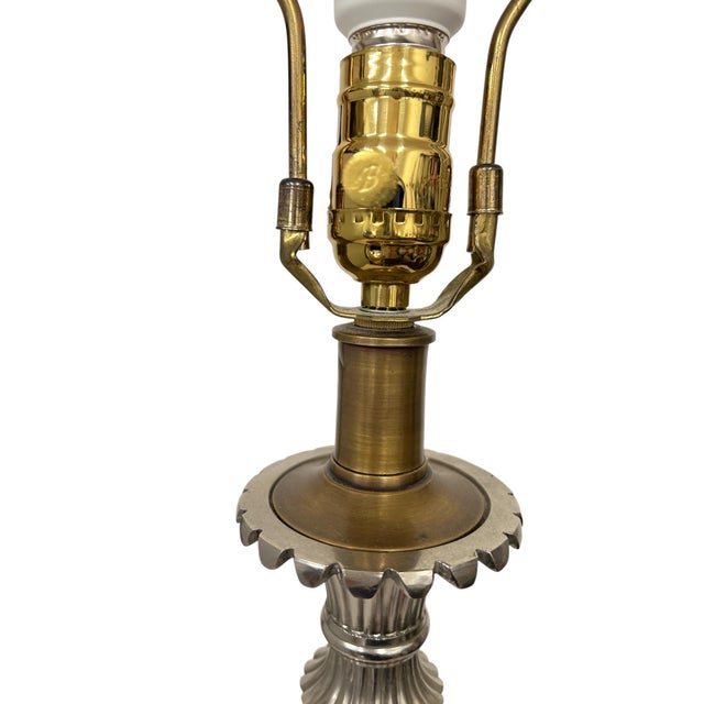 Late 20th Century Vintage Neoclassical Mixed Metal Table Lamp For Sale - Image 5 of 8