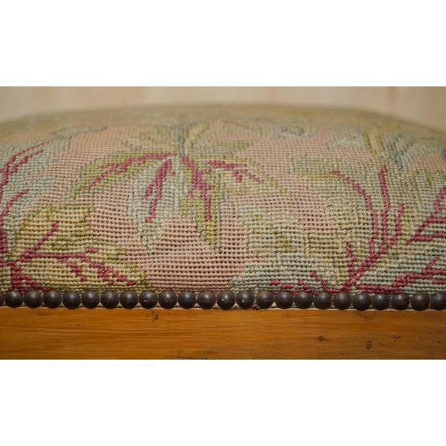 Late 19th Century Biedermeier Swedish Walnut Dressing Table Stool with Embroidered Top, 1880s For Sale - Image 5 of 18