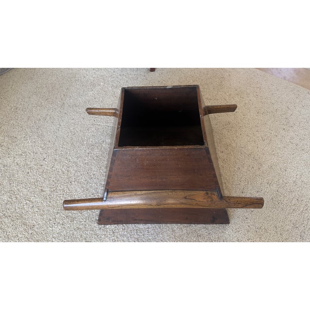 Antique Oriental Rice Measure With Handles, Wood Handmade C 1880 For Sale - Image 9 of 13