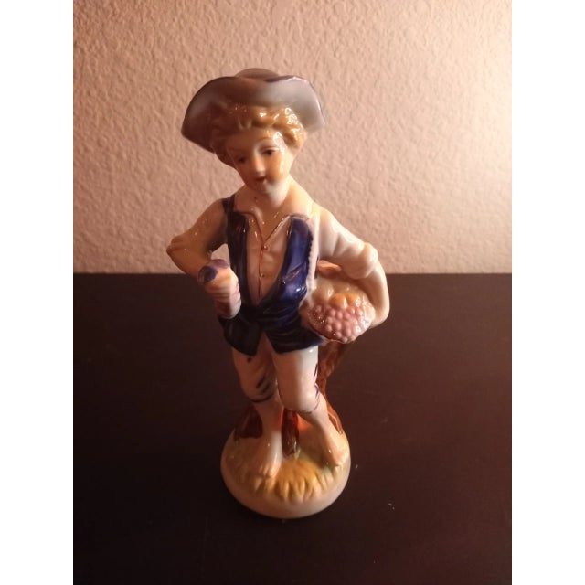 Blue 1970s Blue & White Porcelain Boy & Girl Figurines- Set of 2 For Sale - Image 8 of 11