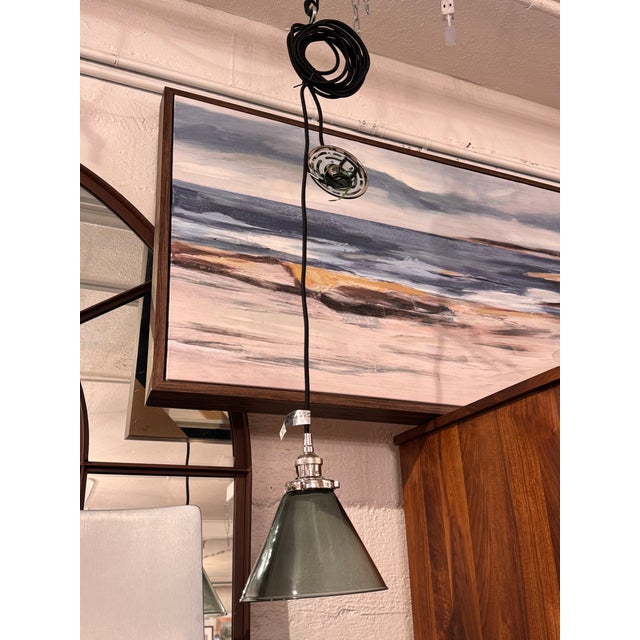 Restoration Hardware 20th C. Factory Filament Smoke Glass Barn Pendant For Sale - Image 10 of 14