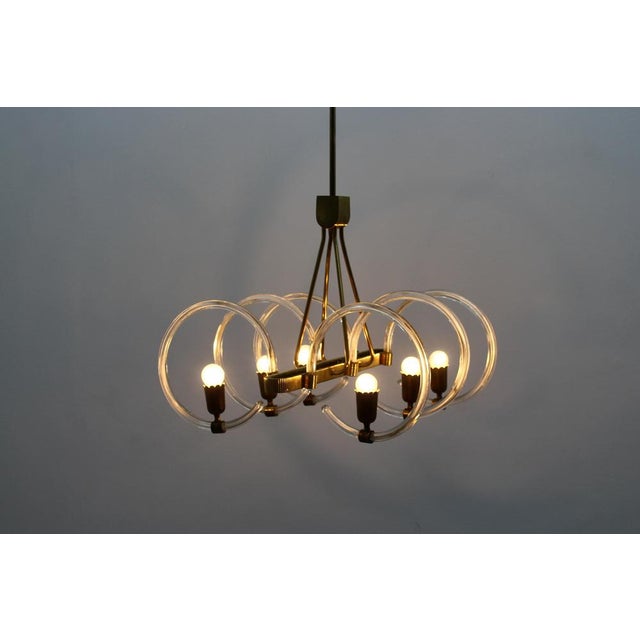 Mid-Century Murano Glass and Brass Chandelier from Barovier & Toso, Italy, 1940s For Sale - Image 14 of 18