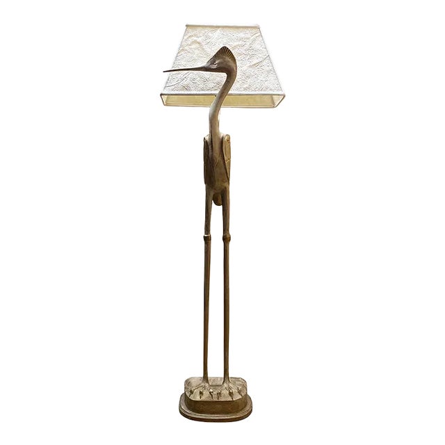 Late 20th Century Post Modern Wood Crane Floor Lamp For Sale