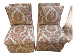 Pair of Skirted Armless Swivel Slipper Chairs