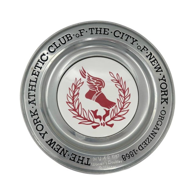 Vintage New York Athletic Club 1987 Women's Doubles Pewter Plate Plaque 11"d For Sale In Washington DC - Image 6 of 8