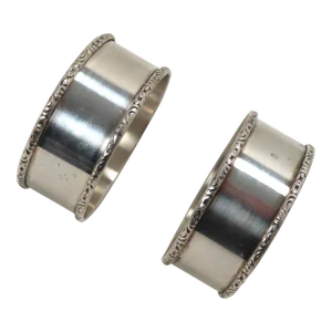 Matched Pair of Mid Century Retro Victorian Sterling Silver Napkin Rings by Lunt Silver Company
