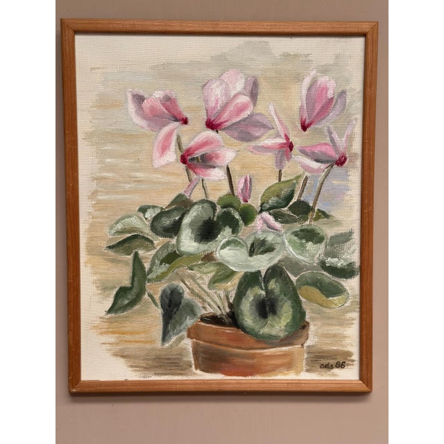Ada, Still Life with Pink Flowers, 1986, Oil on Canvas, Framed For Sale - Image 11 of 18
