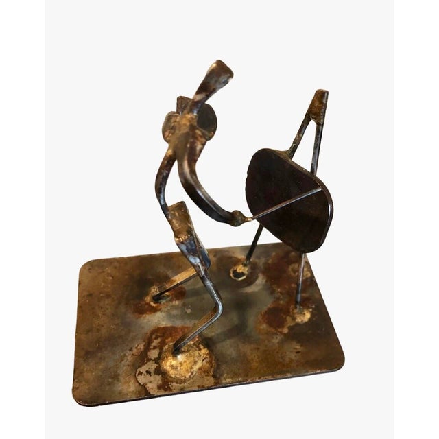 Mid 20th Century Mid Century Modernist Copper Metal Signed Sculpture of Artist at Easel For Sale In Seattle - Image 6 of 12