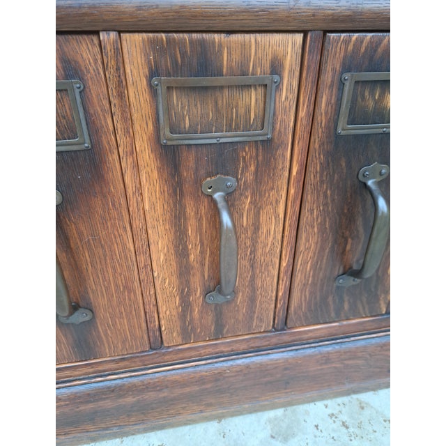 Antique Oak 28 Drawer File Cabinet For Sale In New York - Image 6 of 10