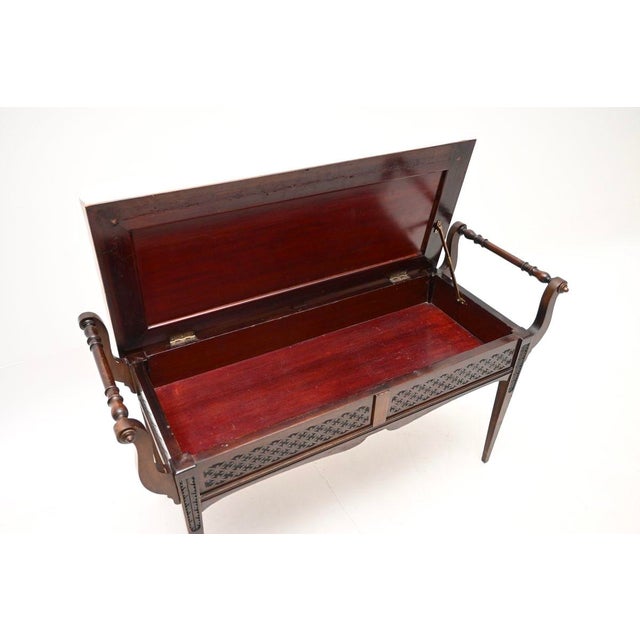 Antique Victorian Duet Piano Stool attributed to James Shoolbred, 1880 For Sale - Image 3 of 11
