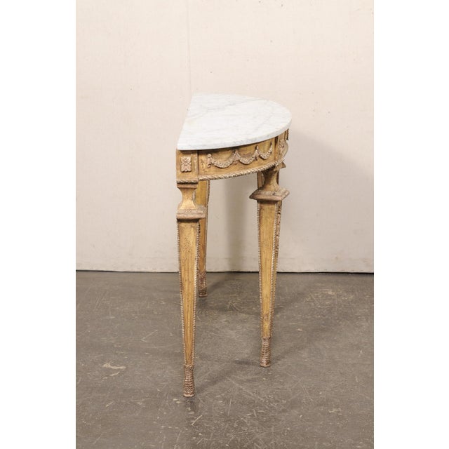 Wood Mid 20th Century Italian Marble Top Console W/ Swag Accents For Sale - Image 7 of 12