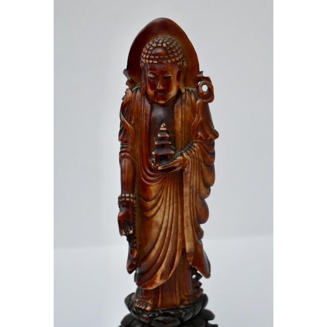 1920s Vintage Chinese Carved Soapstone Goddess Figure on Base For Sale - Image 5 of 13