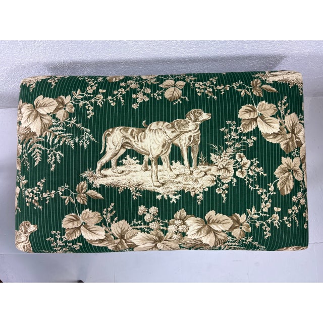 Schumacher Classic Chippendale Style Benches With Schumacher Dog Toile Upholstery For Sale - Image 4 of 10