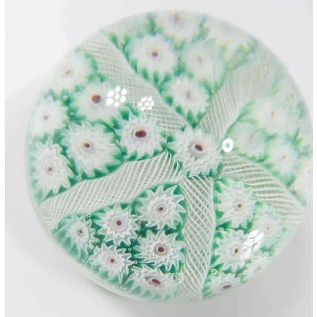 Mid-Century Italian Murano Art Glass Green Millefiori Paperweight For Sale In New York - Image 6 of 8