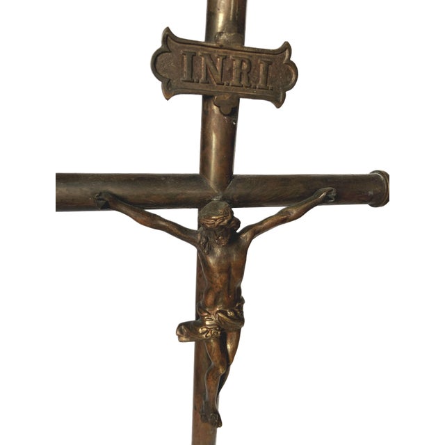Religious Antique Bronze Alter Altar Crucifix Religious Christian Gothic Early 1900s For Sale - Image 3 of 10